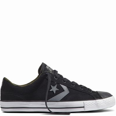 Converse Star Player Camo Suede Low Tops Womens - Black/Grey/White Shoes (472XJMOR)